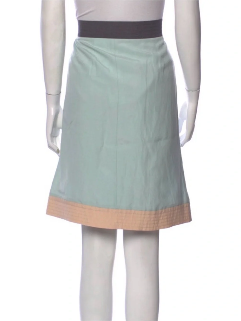 M by Missoni Colorblock A-Line knee-length silk lineSkirt in Mint, Cream, Peach - Picture 3 of 3